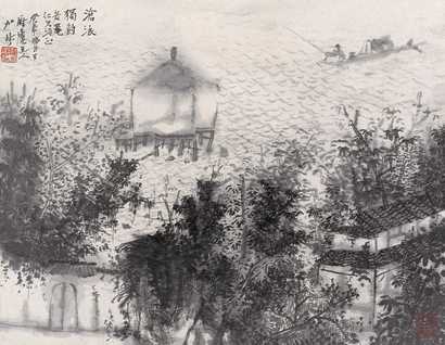 何加林 山水 镜心
